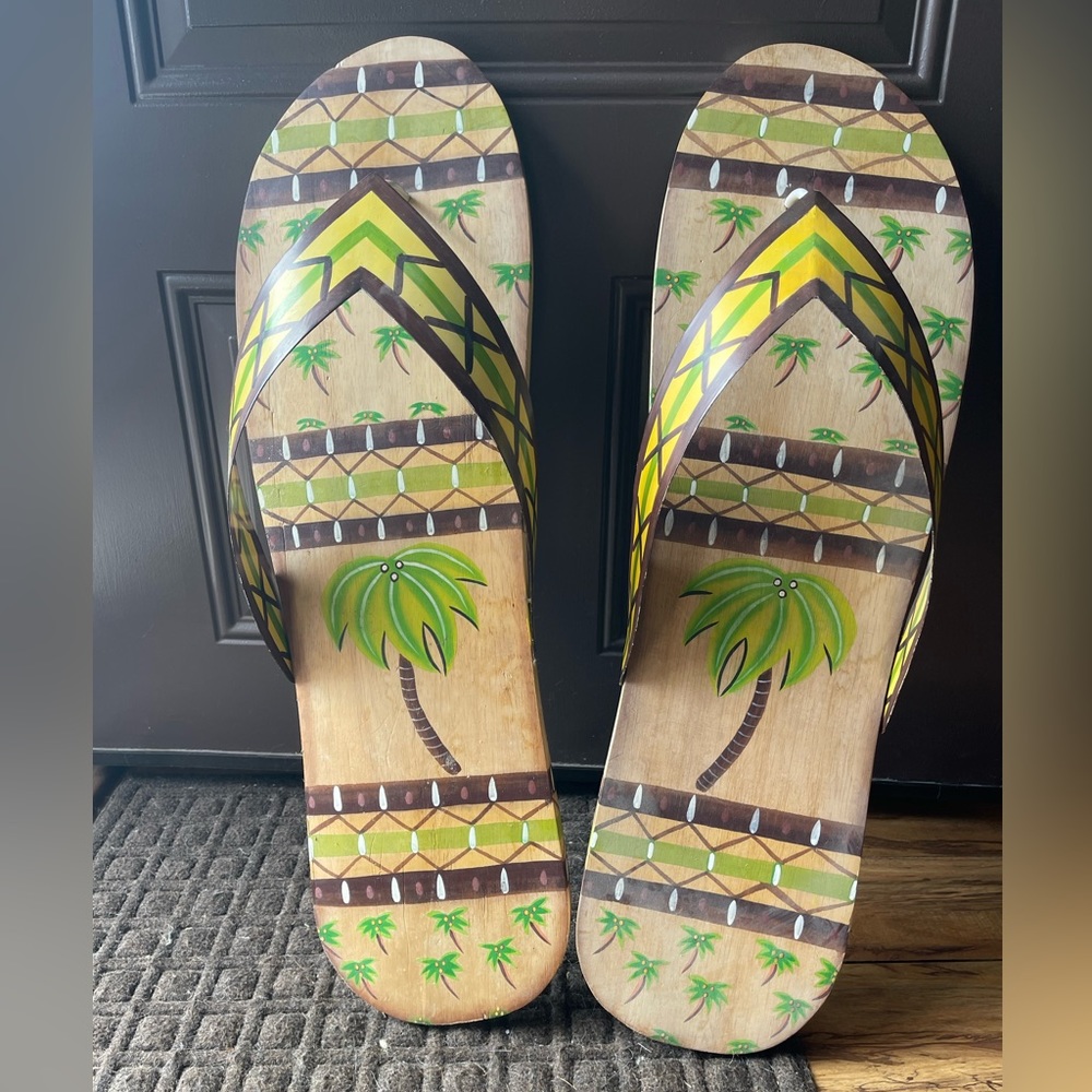 Hand Painted Wood  Florida Flip Flop Art one of a kind